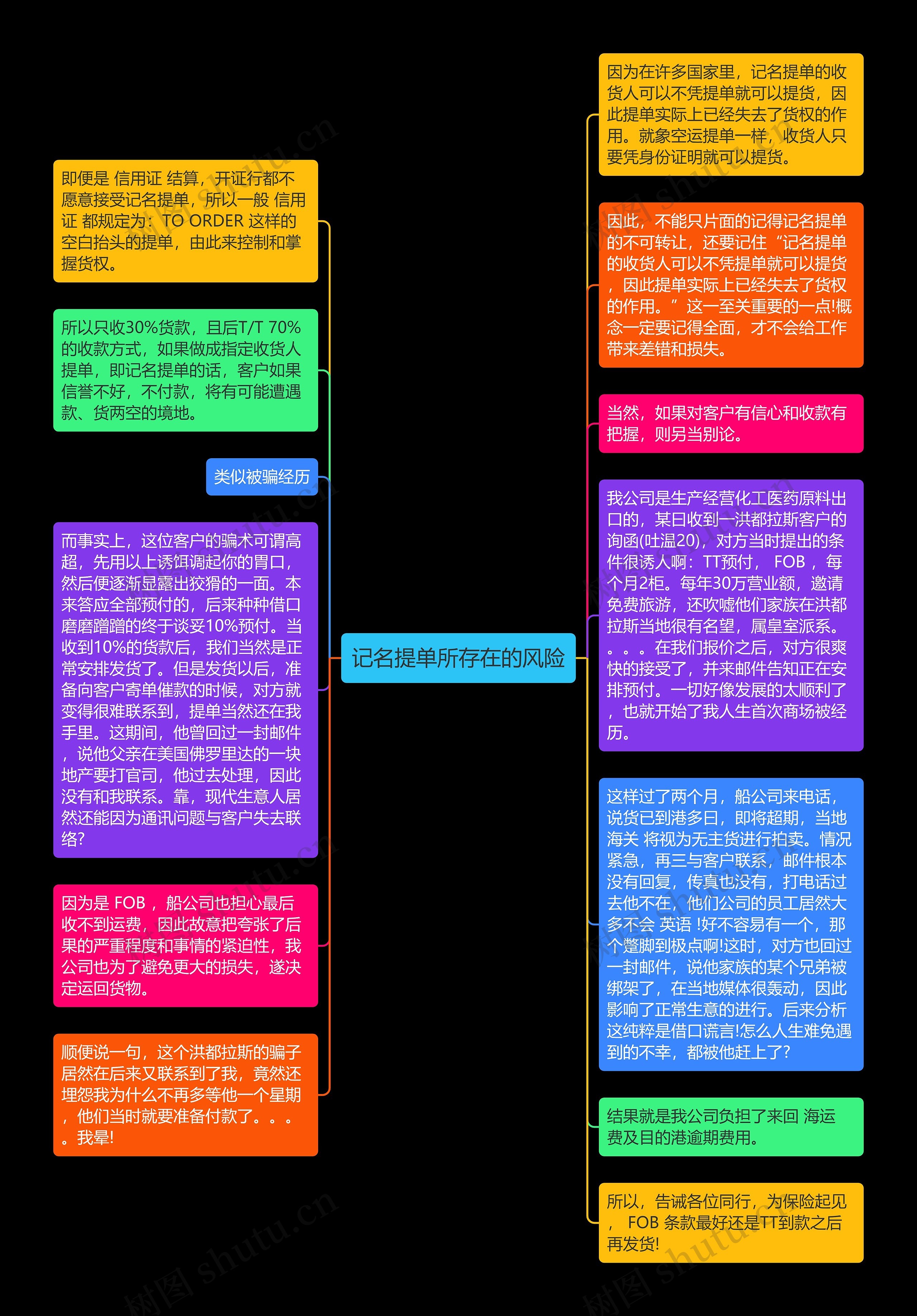 记名提单所存在的风险思维导图