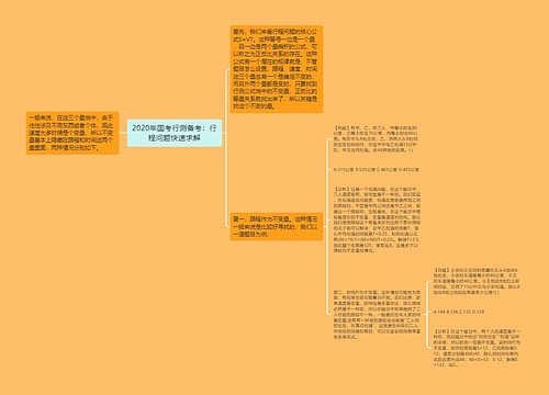 2020年国考行测备考：行程问题快速求解