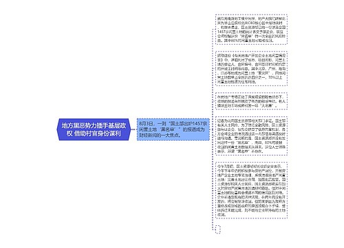 地方黑恶势力插手基层政权 借助村官身份谋利