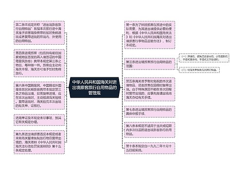 中华人民共和国海关对进出境旅客旅行自用物品的管理规