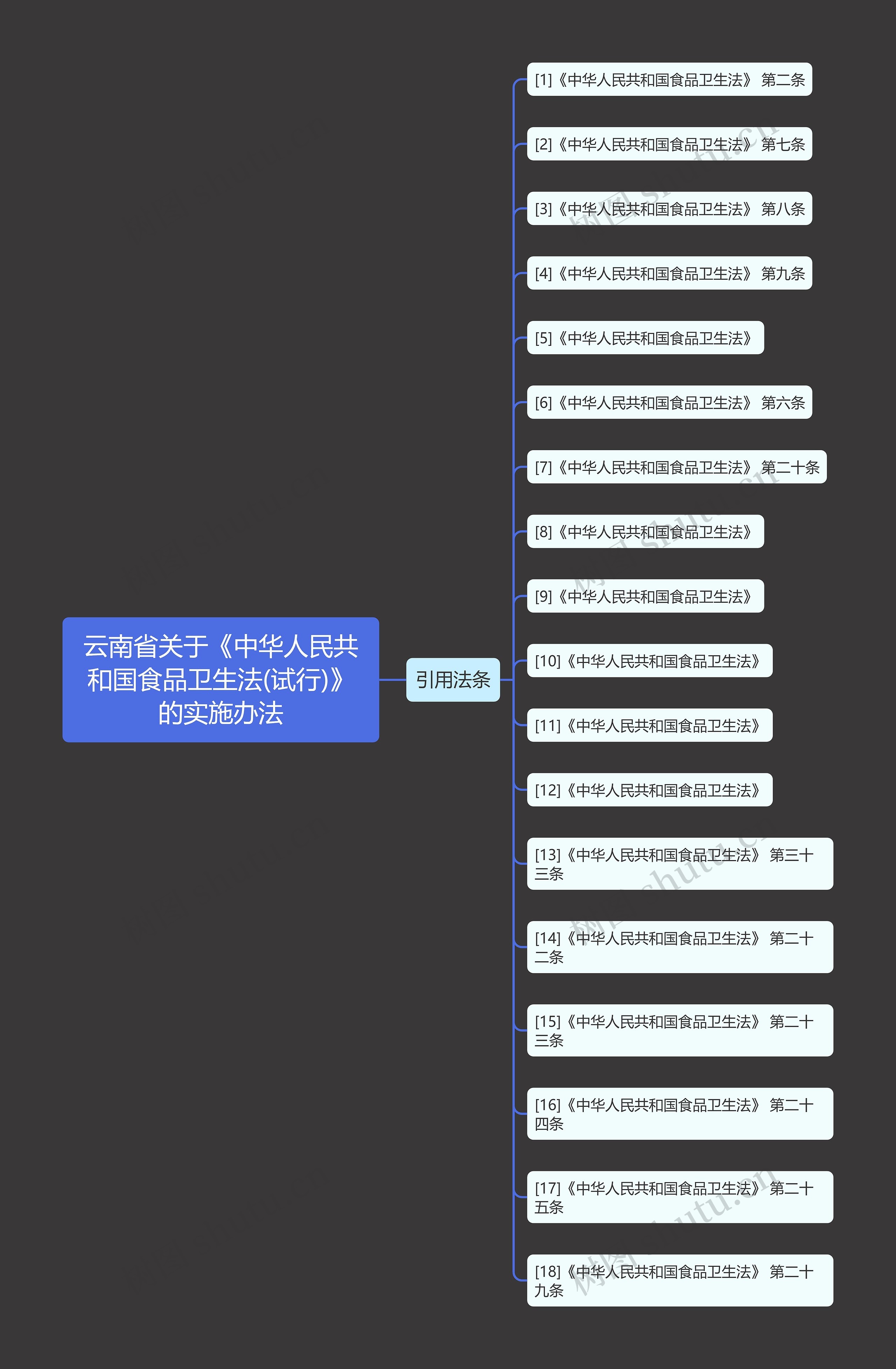 云南省关于《中华人民共和国食品卫生法(试行)》的实施办法思维导图