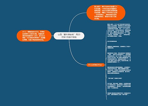 山西“最牛煤老板”用20万张1元钱付饭钱