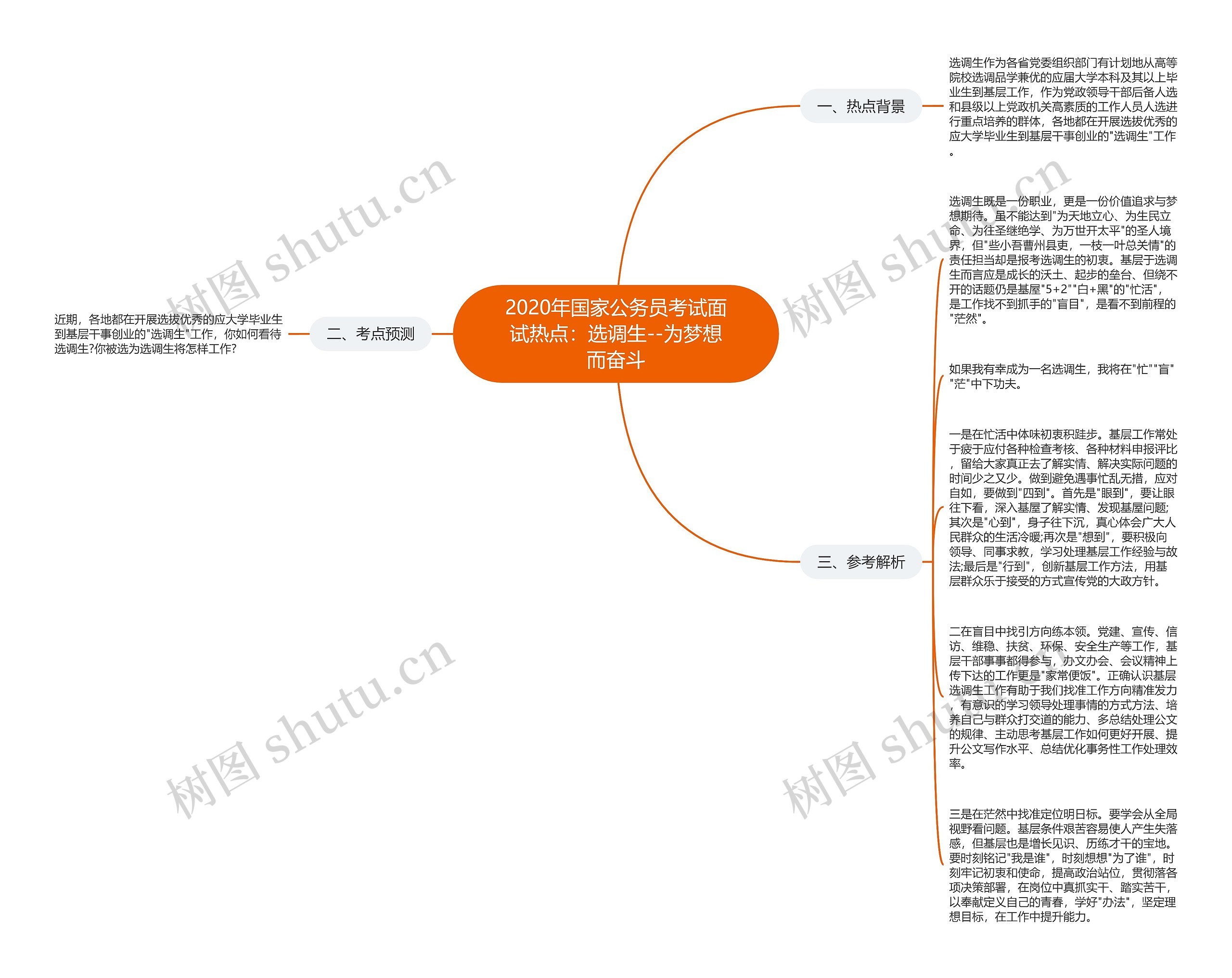 2020年国家公务员考试面试热点：选调生--为梦想而奋斗思维导图