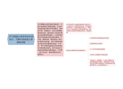 2019国家公务员考试行测技巧：巧解片段阅读之承接叙述题