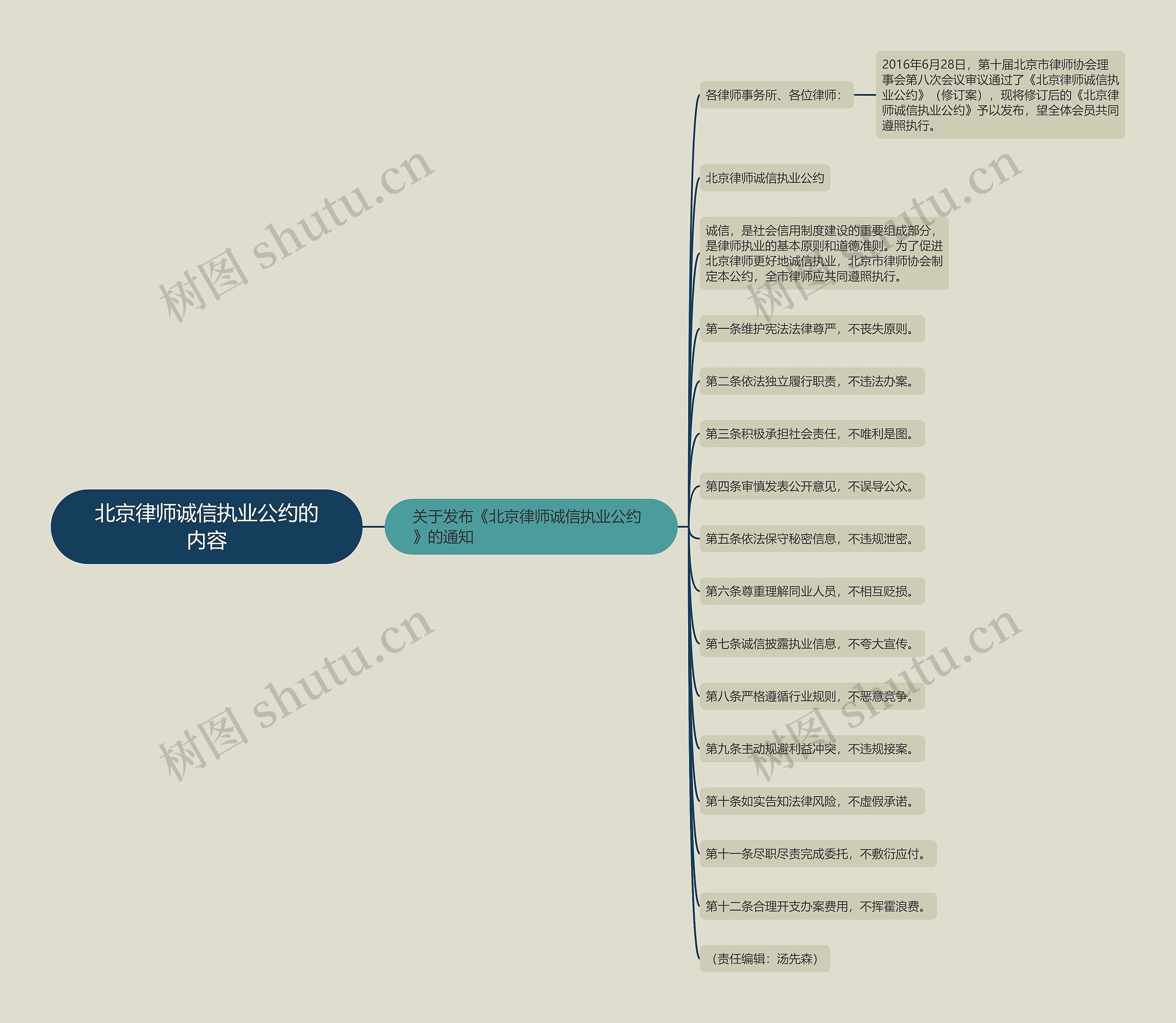 北京律师诚信执业公约的内容思维导图