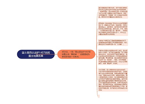 国土部否认出炉1457宗闲置土地黑名单