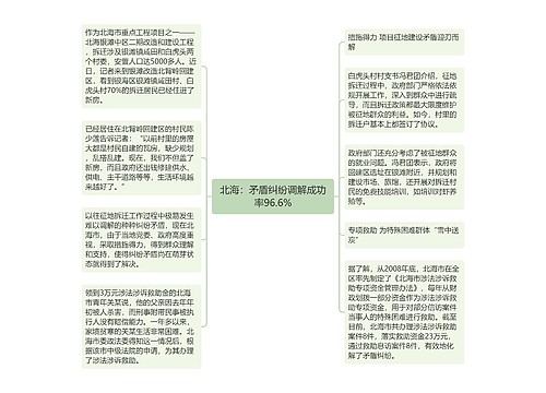 北海：矛盾纠纷调解成功率96.6%