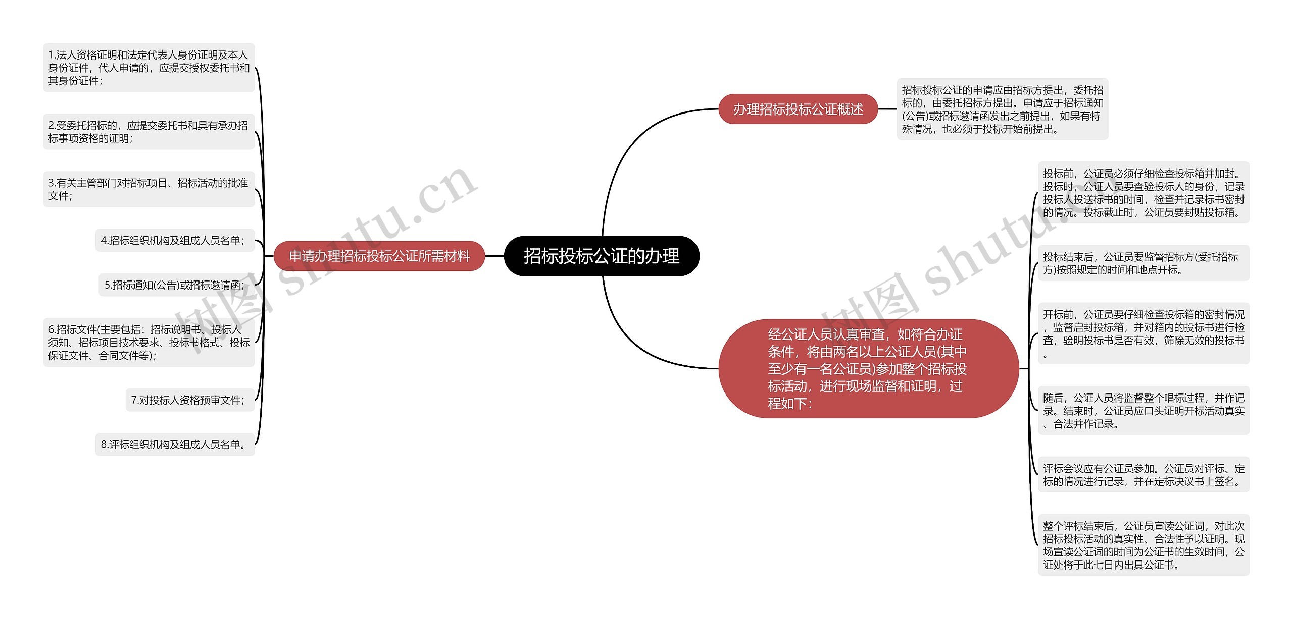 招标投标公证的办理思维导图