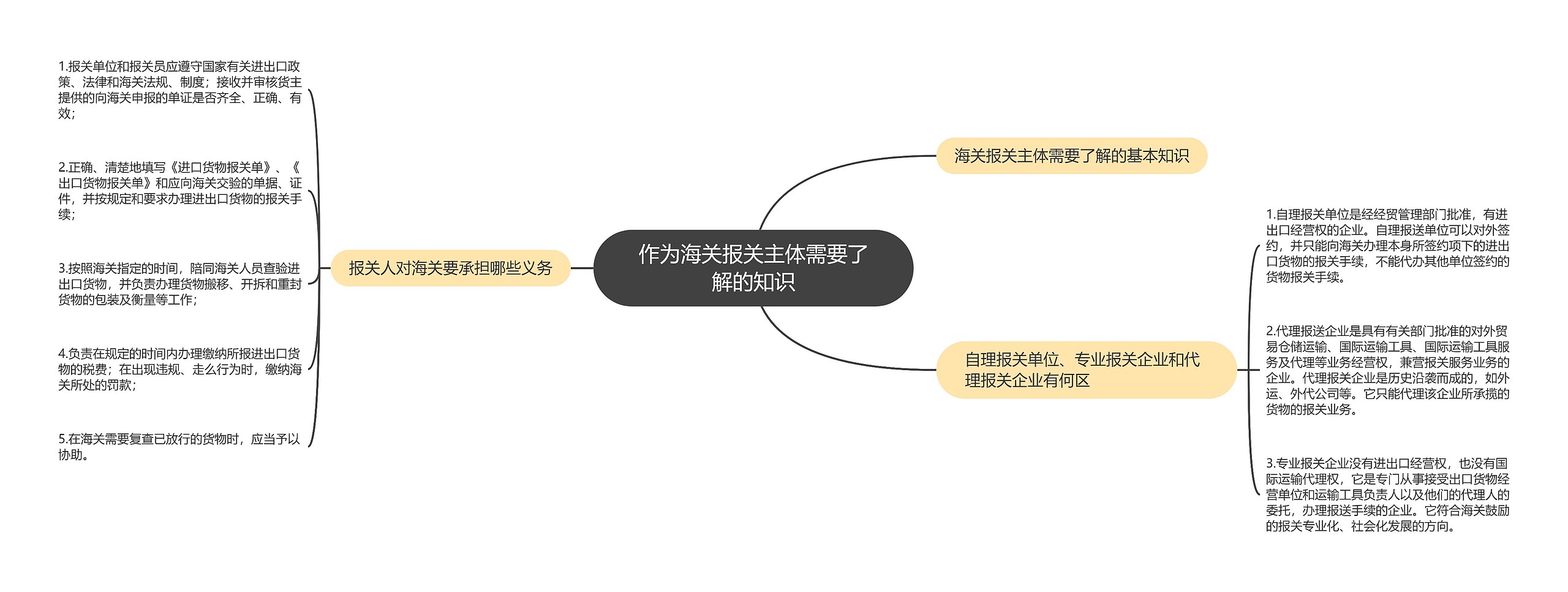 作为海关报关主体需要了解的知识思维导图