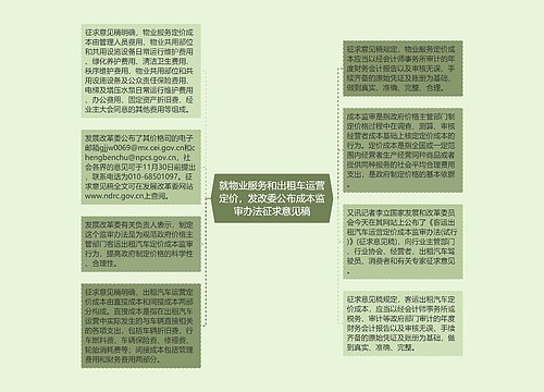 就物业服务和出租车运营定价，发改委公布成本监审办法征求意见稿