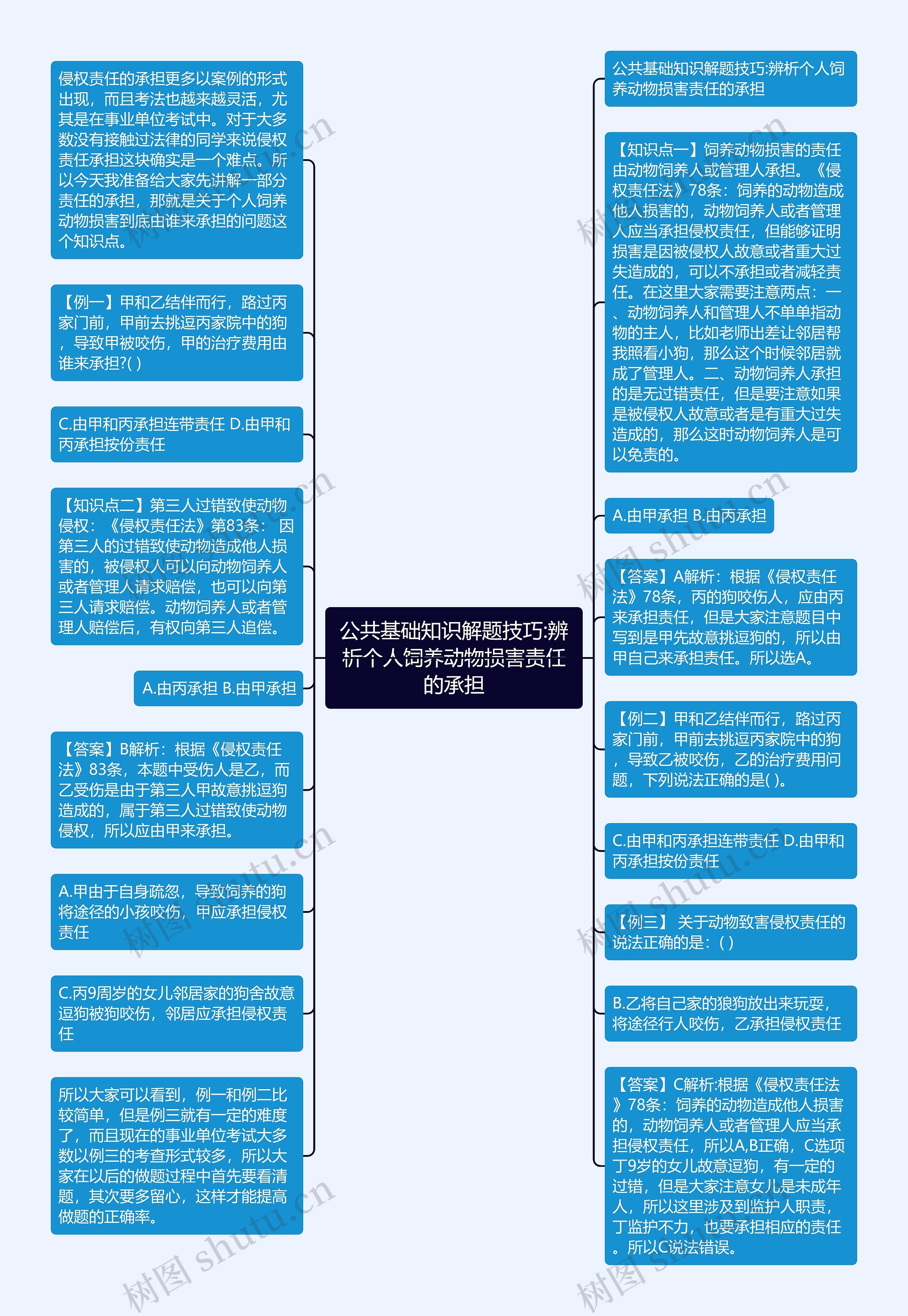 公共基础知识解题技巧:辨析个人饲养动物损害责任的承担思维导图