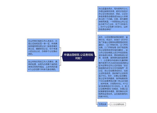 申请出国移民 公证费用如何收?