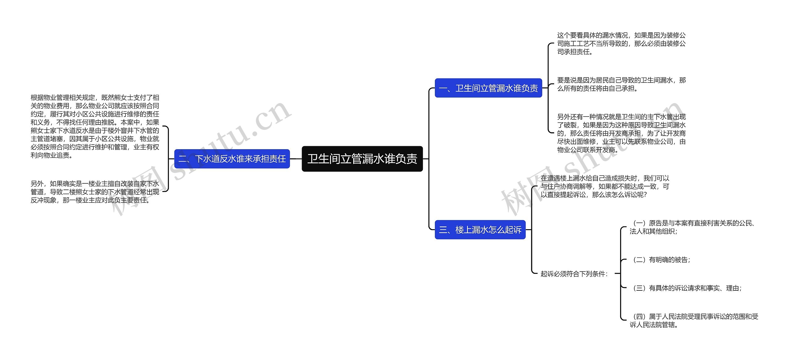 卫生间立管漏水谁负责思维导图