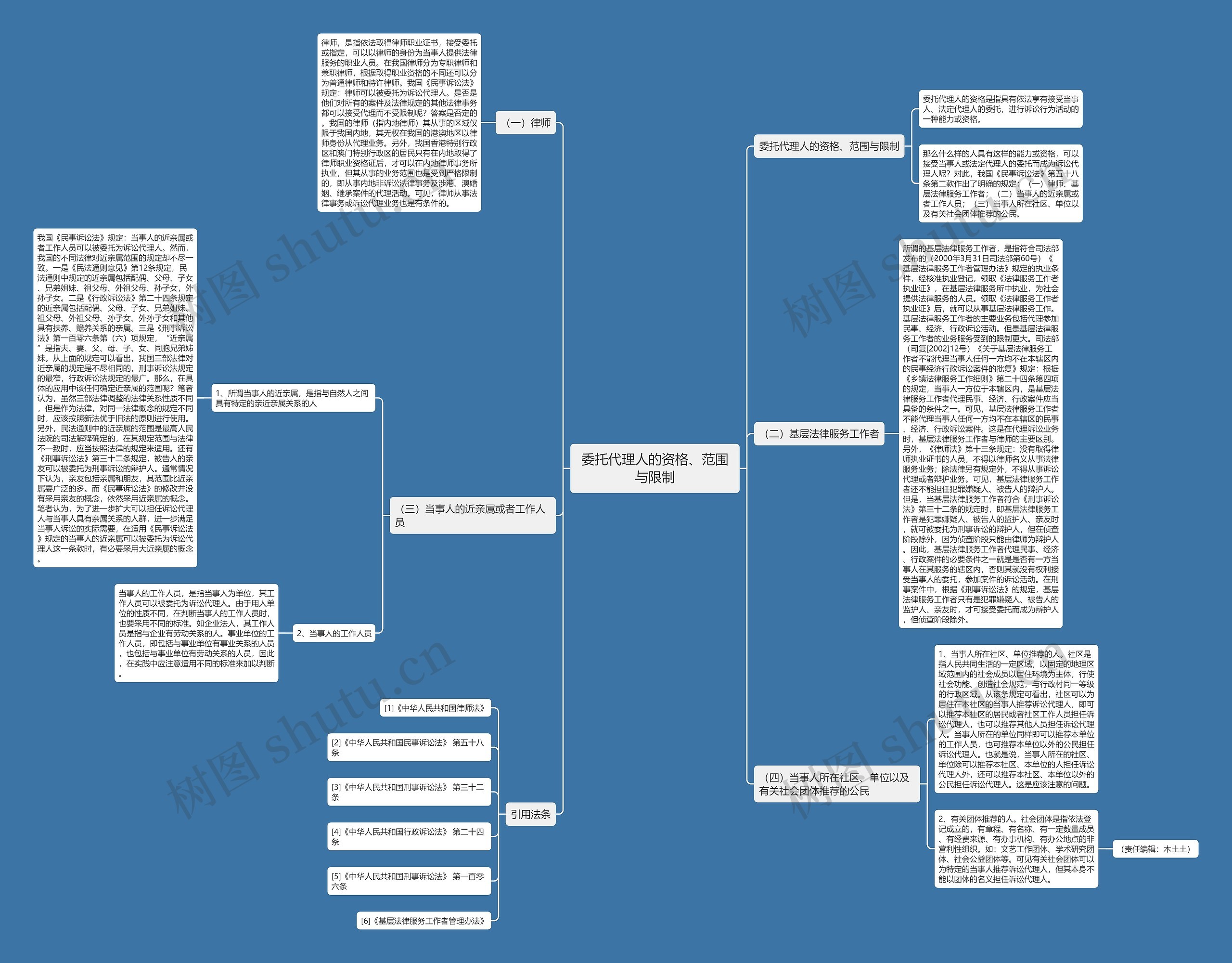 委托代理人的资格、范围与限制思维导图