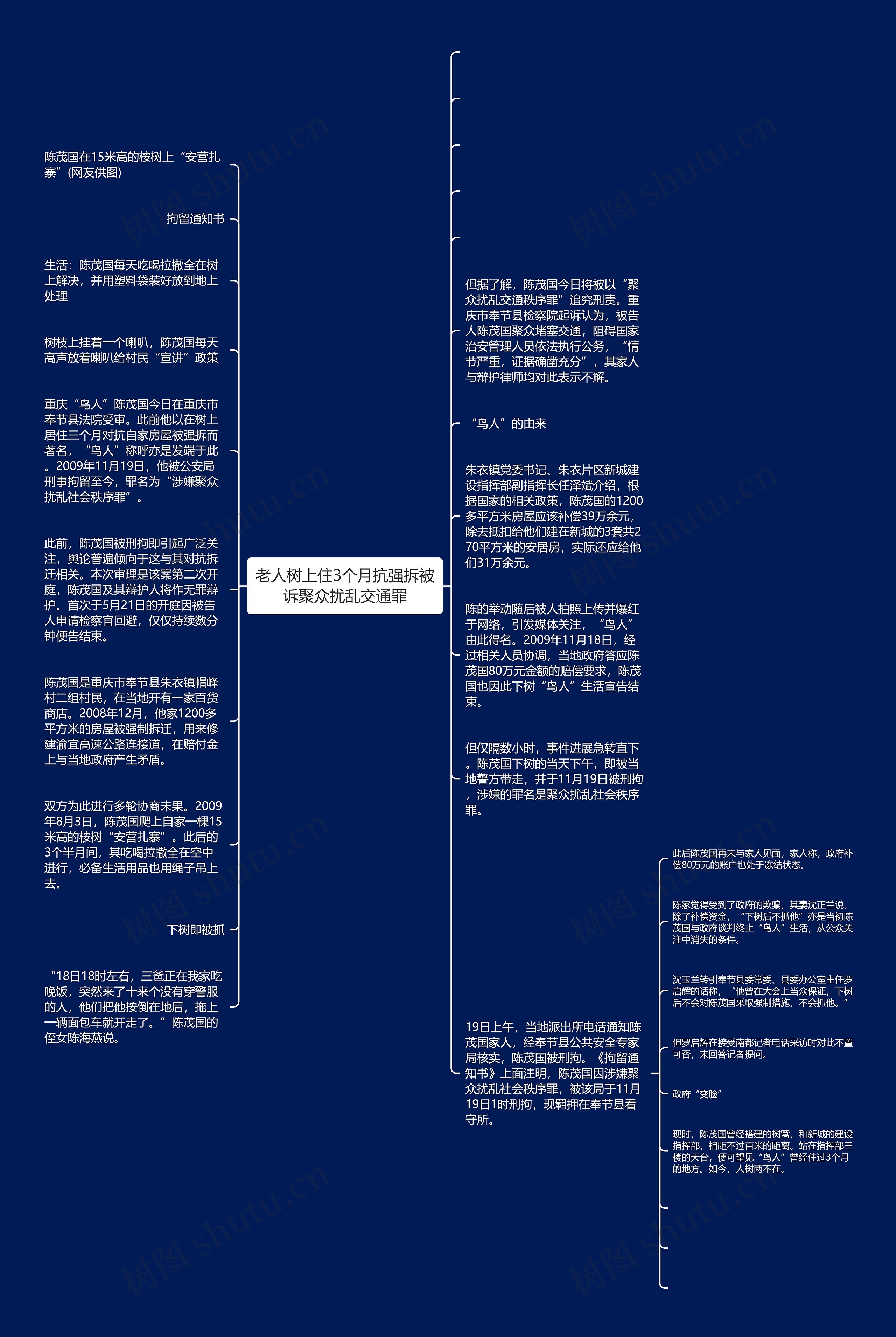 老人树上住3个月抗强拆被诉聚众扰乱交通罪思维导图