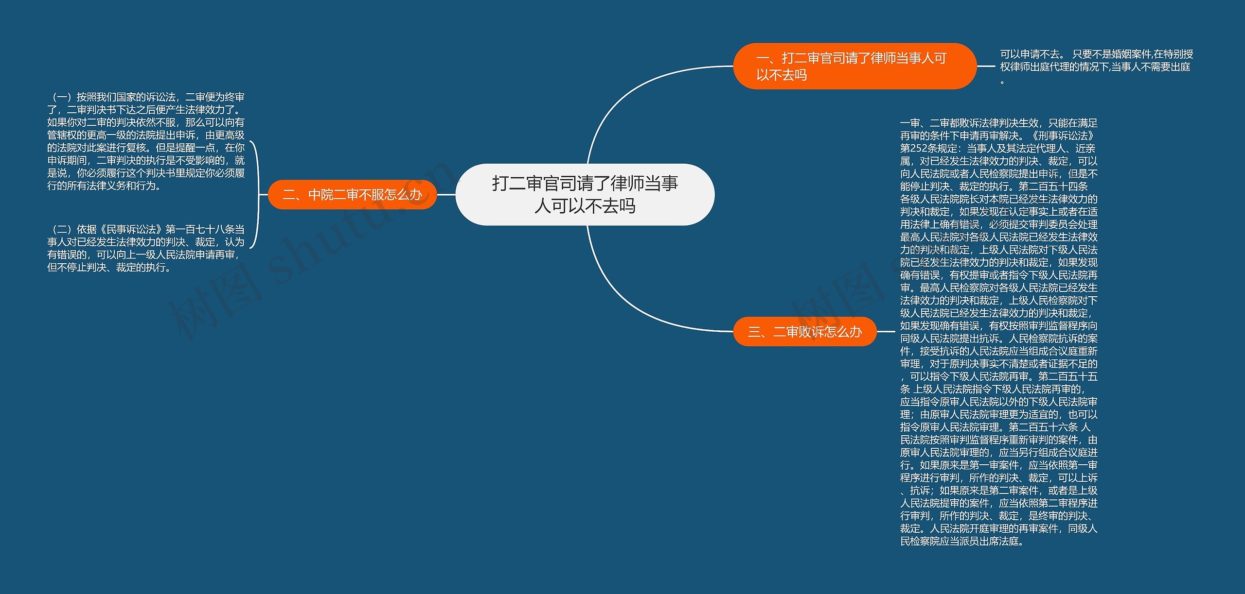 打二审官司请了律师当事人可以不去吗思维导图