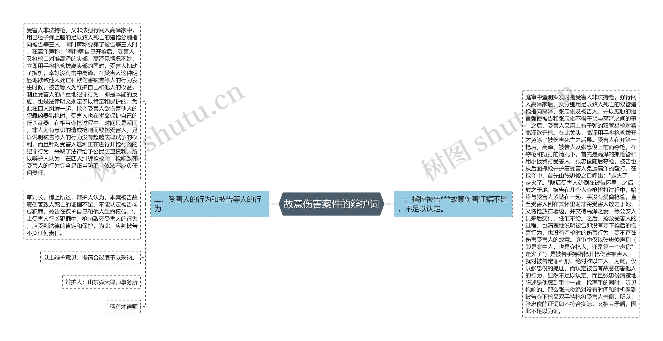 故意伤害案件的辩护词思维导图