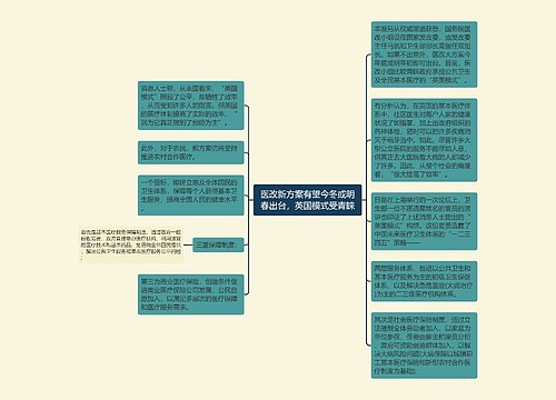 医改新方案有望今冬或明春出台，英国模式受青睐