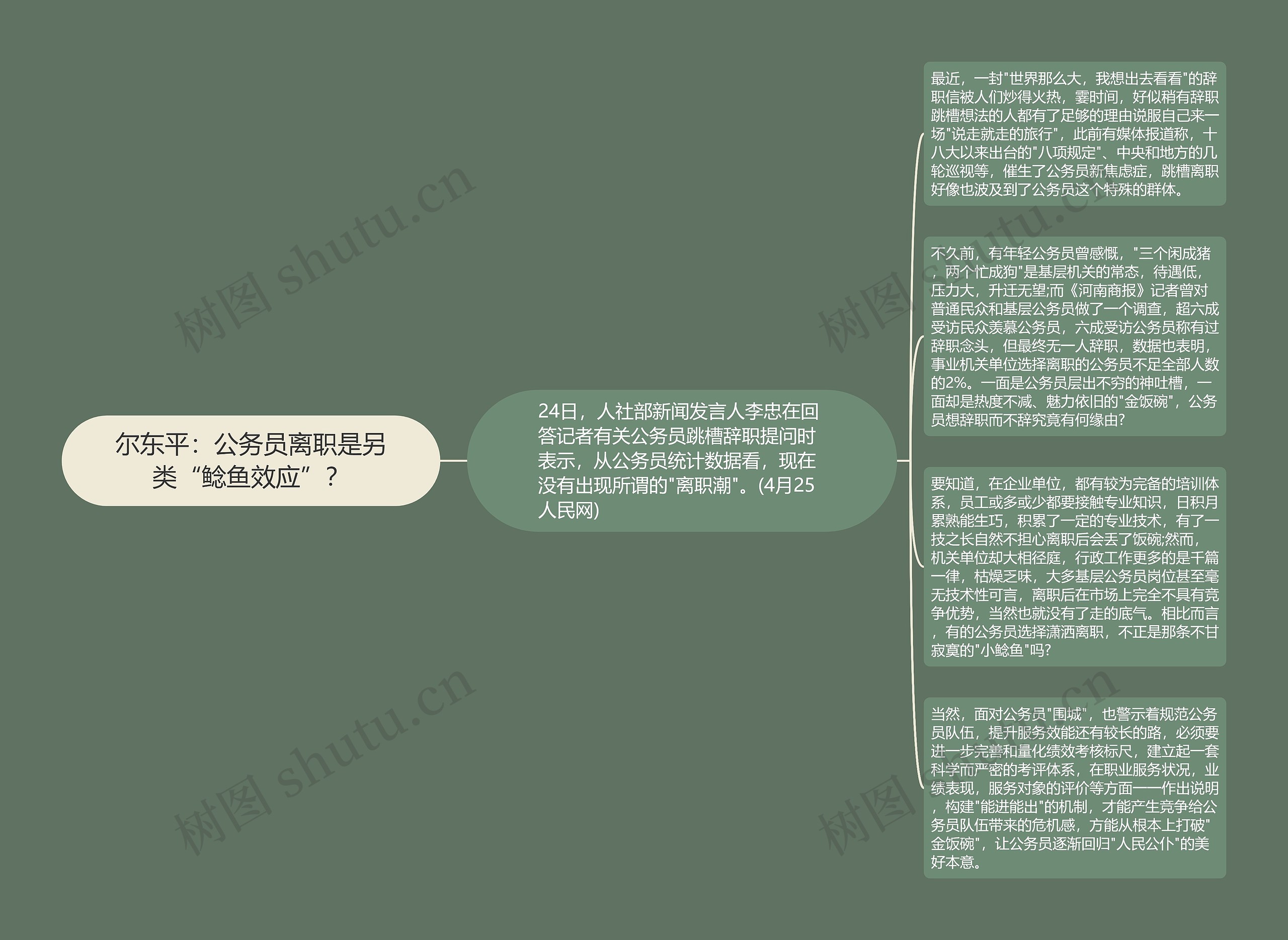 尔东平：公务员离职是另类“鲶鱼效应”？思维导图