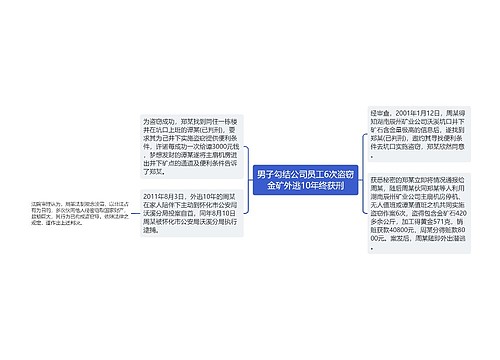 男子勾结公司员工6次盗窃金矿外逃10年终获刑