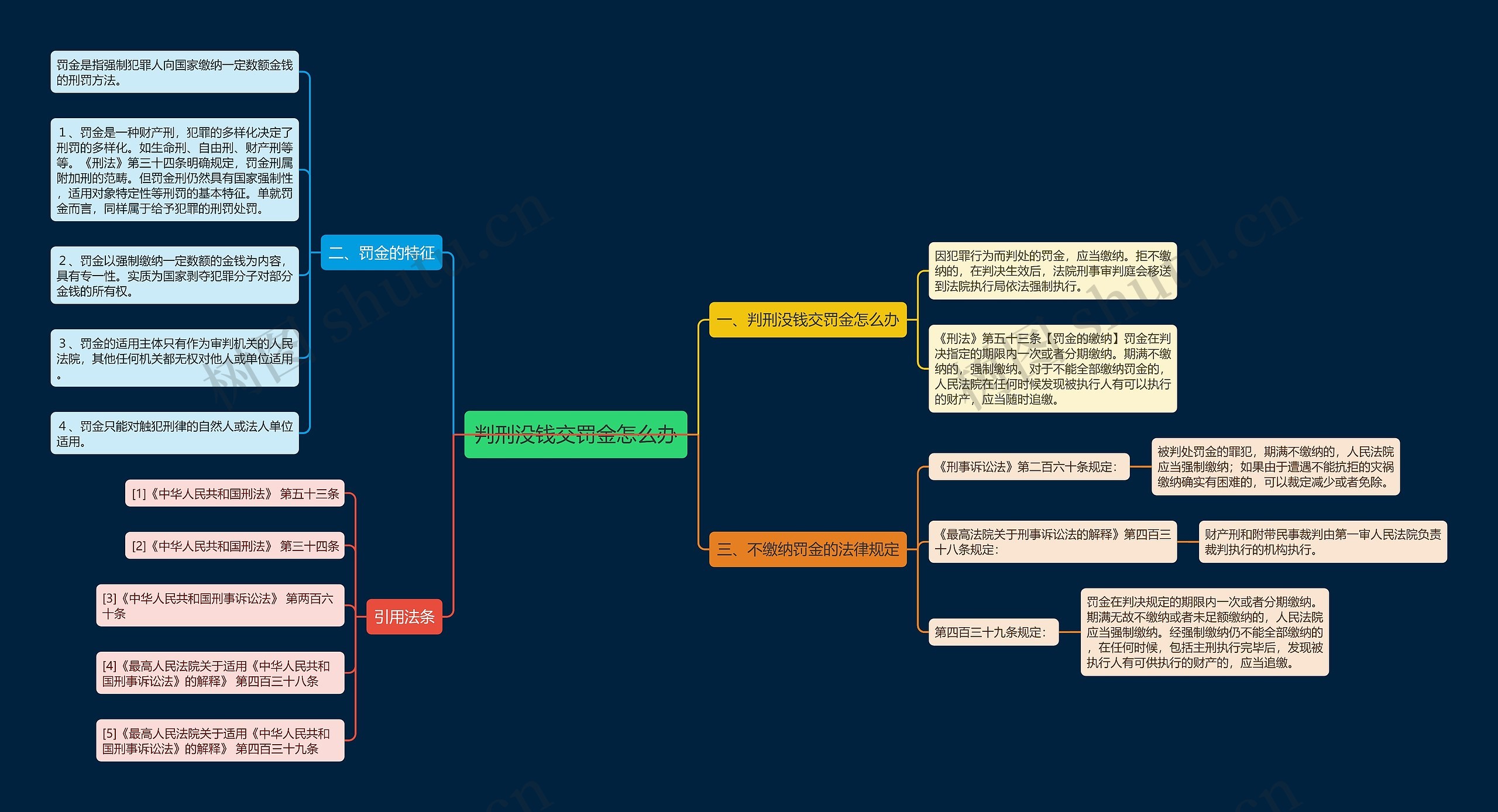 判刑没钱交罚金怎么办思维导图