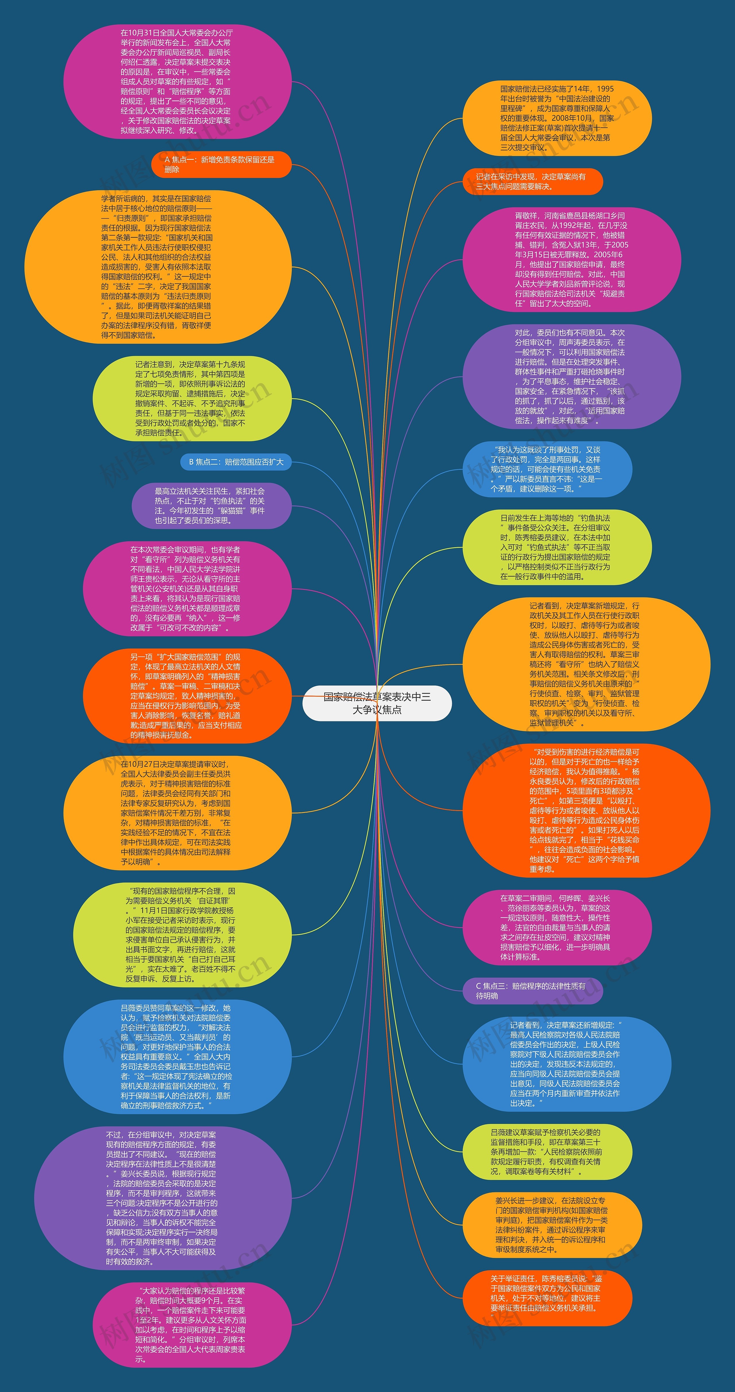 国家赔偿法草案表决中三大争议焦点思维导图