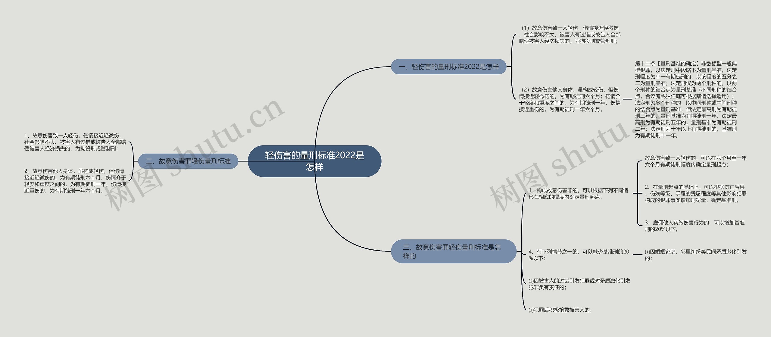 轻伤害的量刑标准2022是怎样思维导图