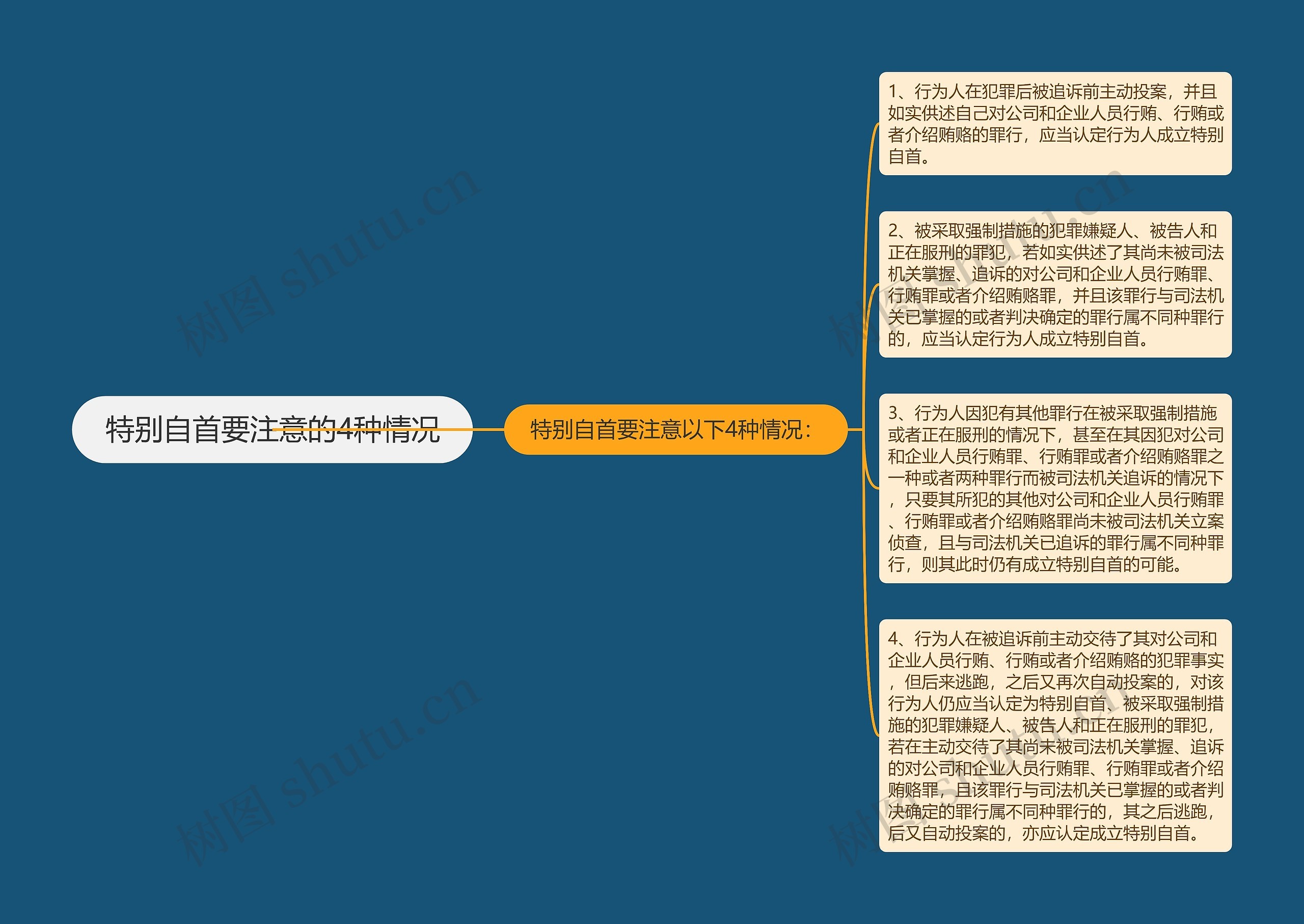 特别自首要注意的4种情况思维导图