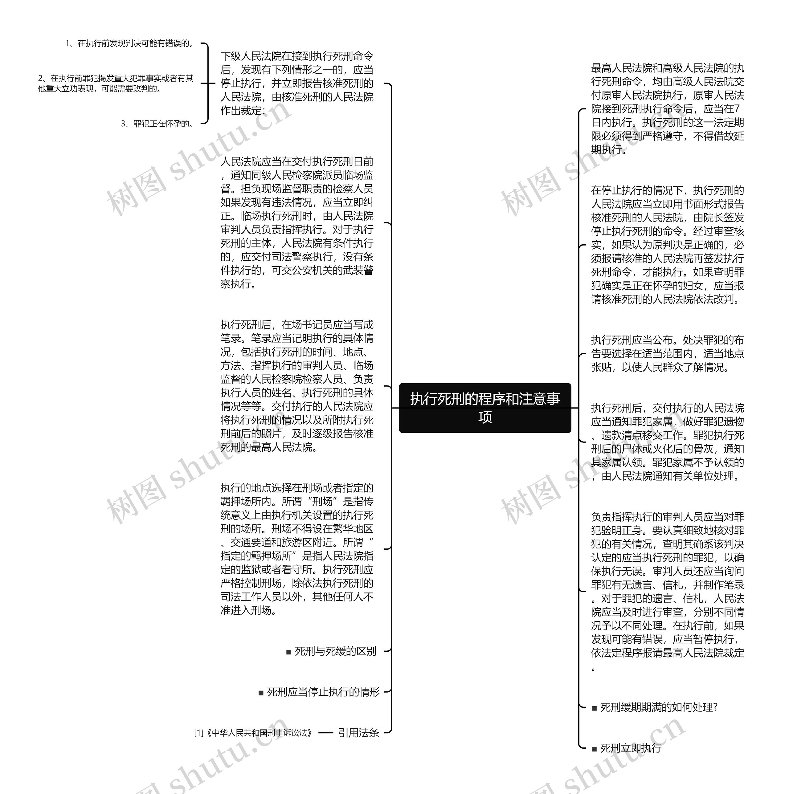 执行死刑的程序和注意事项思维导图