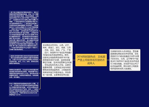 2016年时政热点：文化部严查上网服务场所接纳未成年人