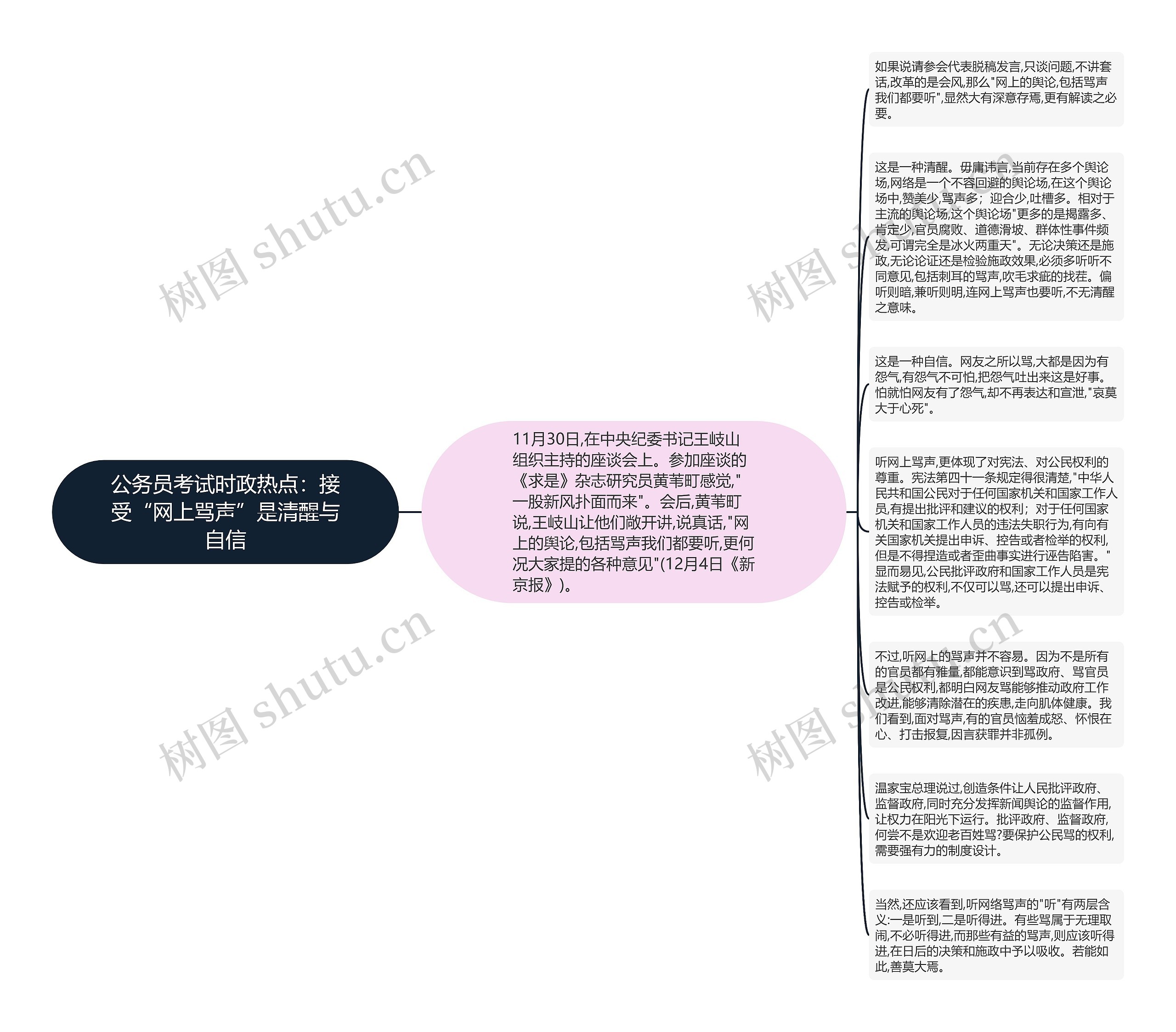 公务员考试时政热点：接受“网上骂声”是清醒与自信思维导图