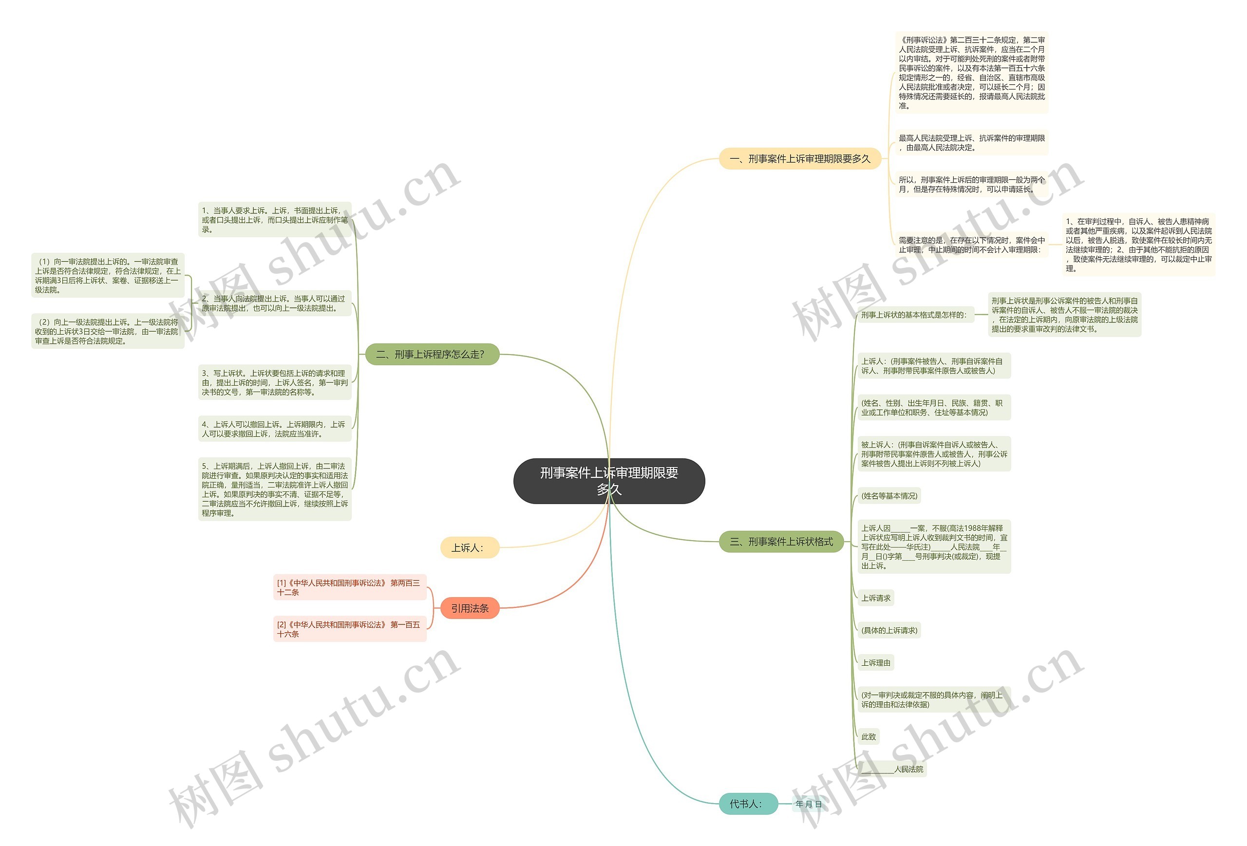 刑事案件上诉审理期限要多久思维导图