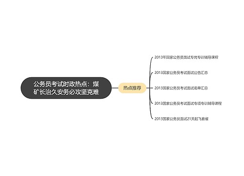 公务员考试时政热点：煤矿长治久安务必攻坚克难