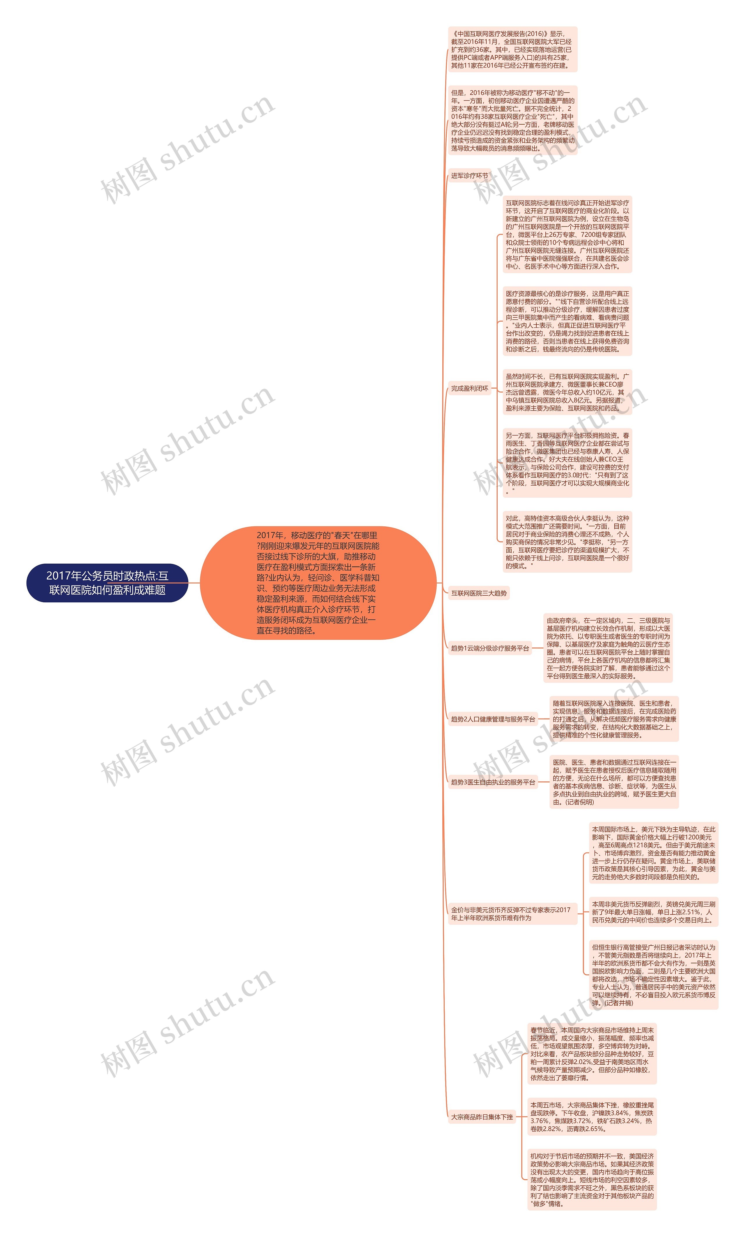 2017年公务员时政热点:互联网医院如何盈利成难题思维导图