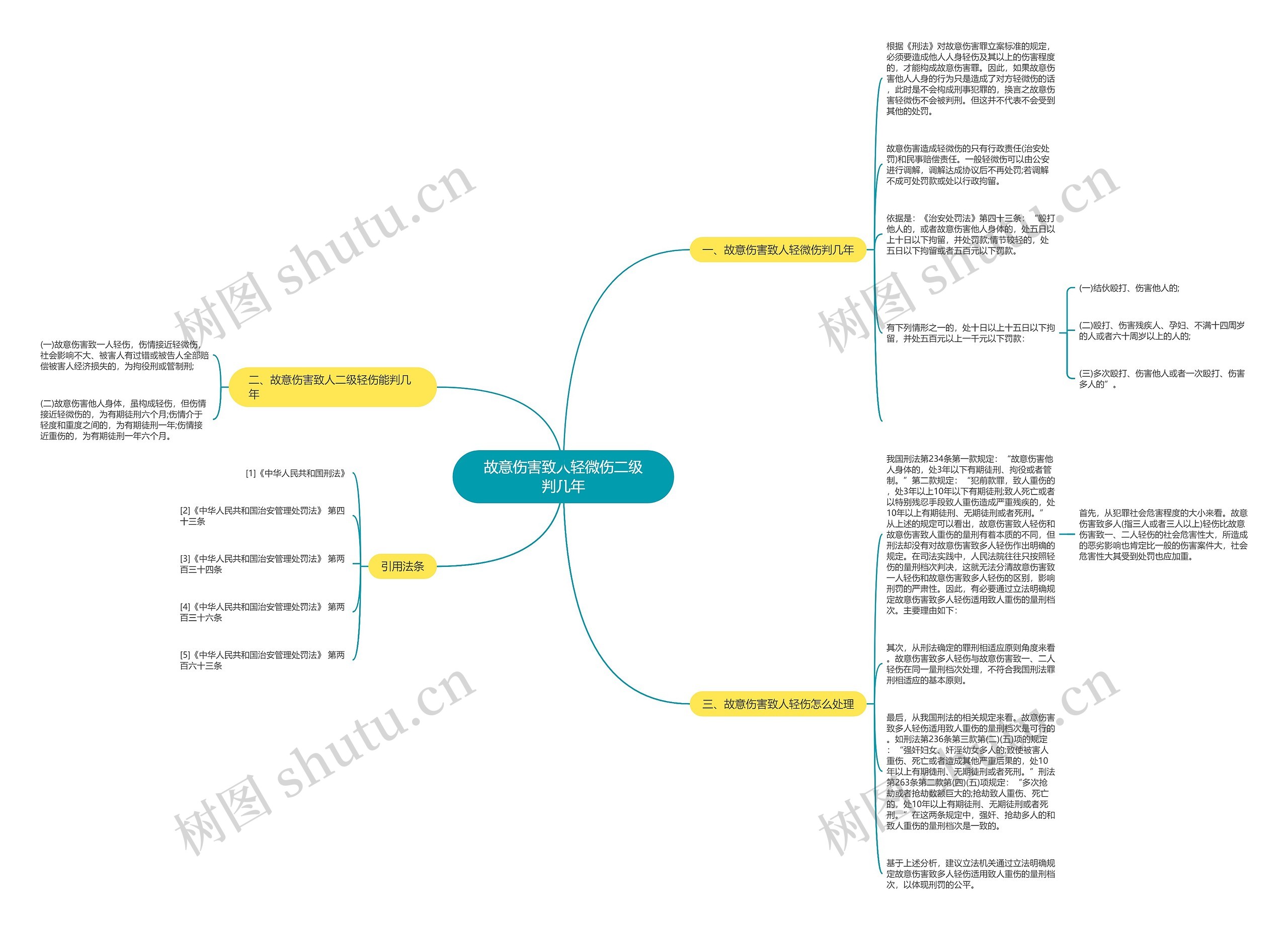 故意伤害致人轻微伤二级判几年思维导图
