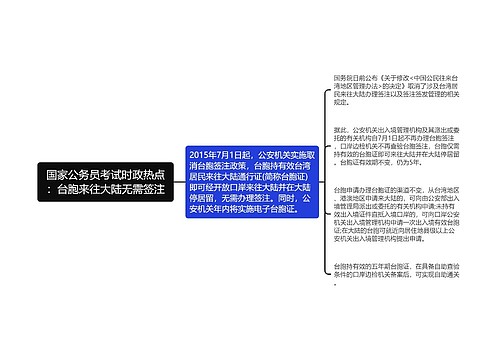 国家公务员考试时政热点：台胞来往大陆无需签注