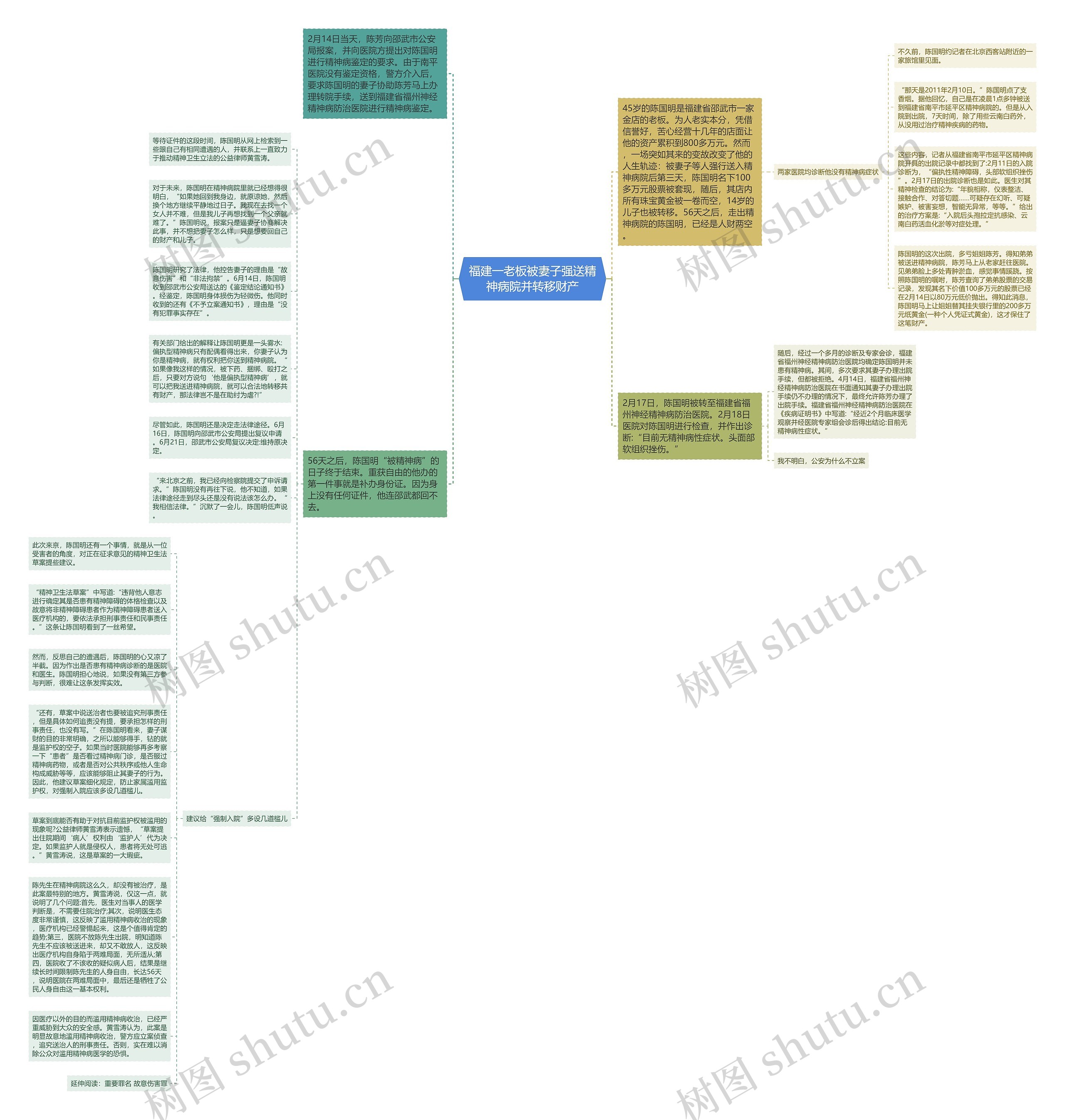 福建一老板被妻子强送精神病院并转移财产思维导图
