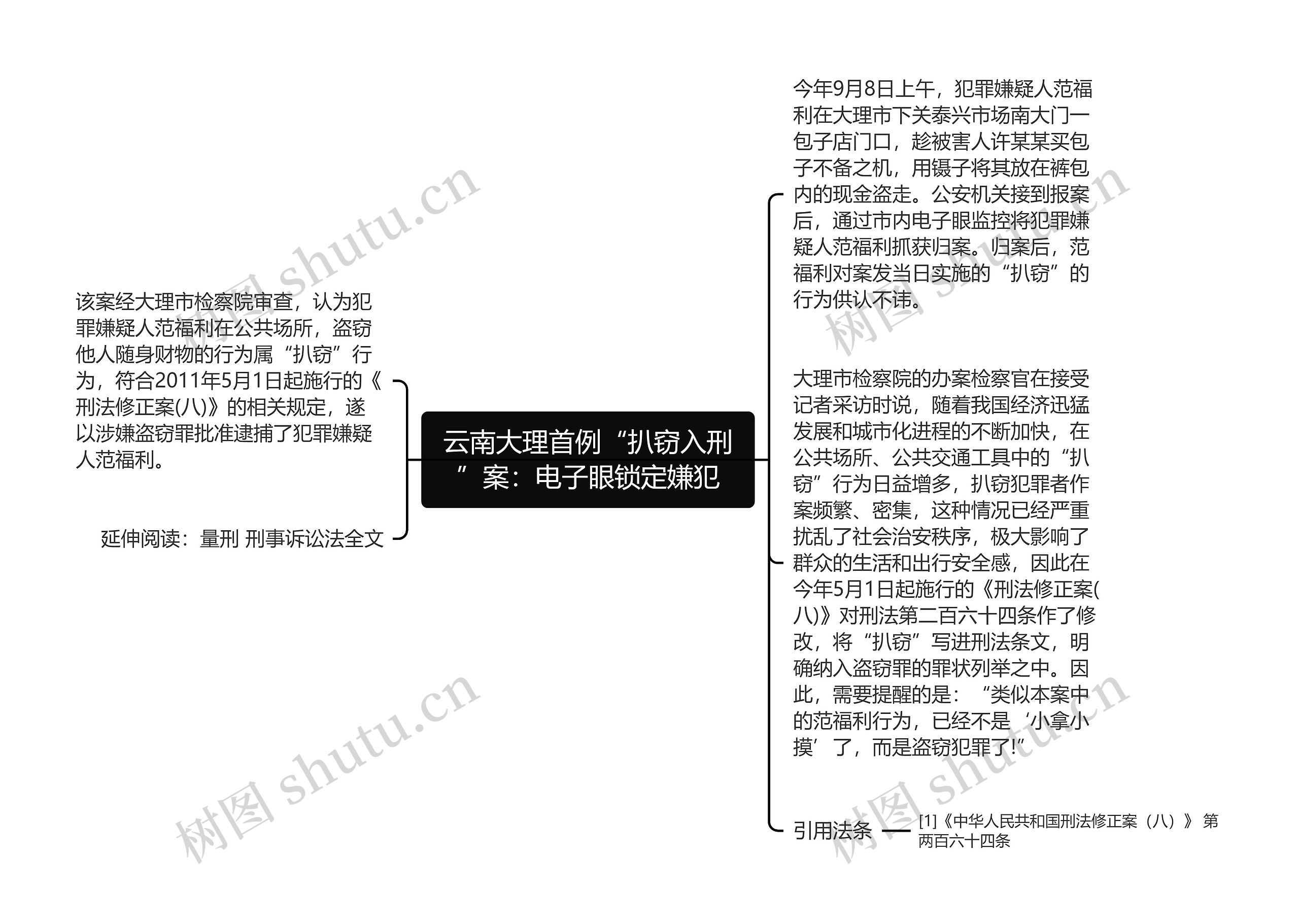 云南大理首例“扒窃入刑”案：电子眼锁定嫌犯思维导图