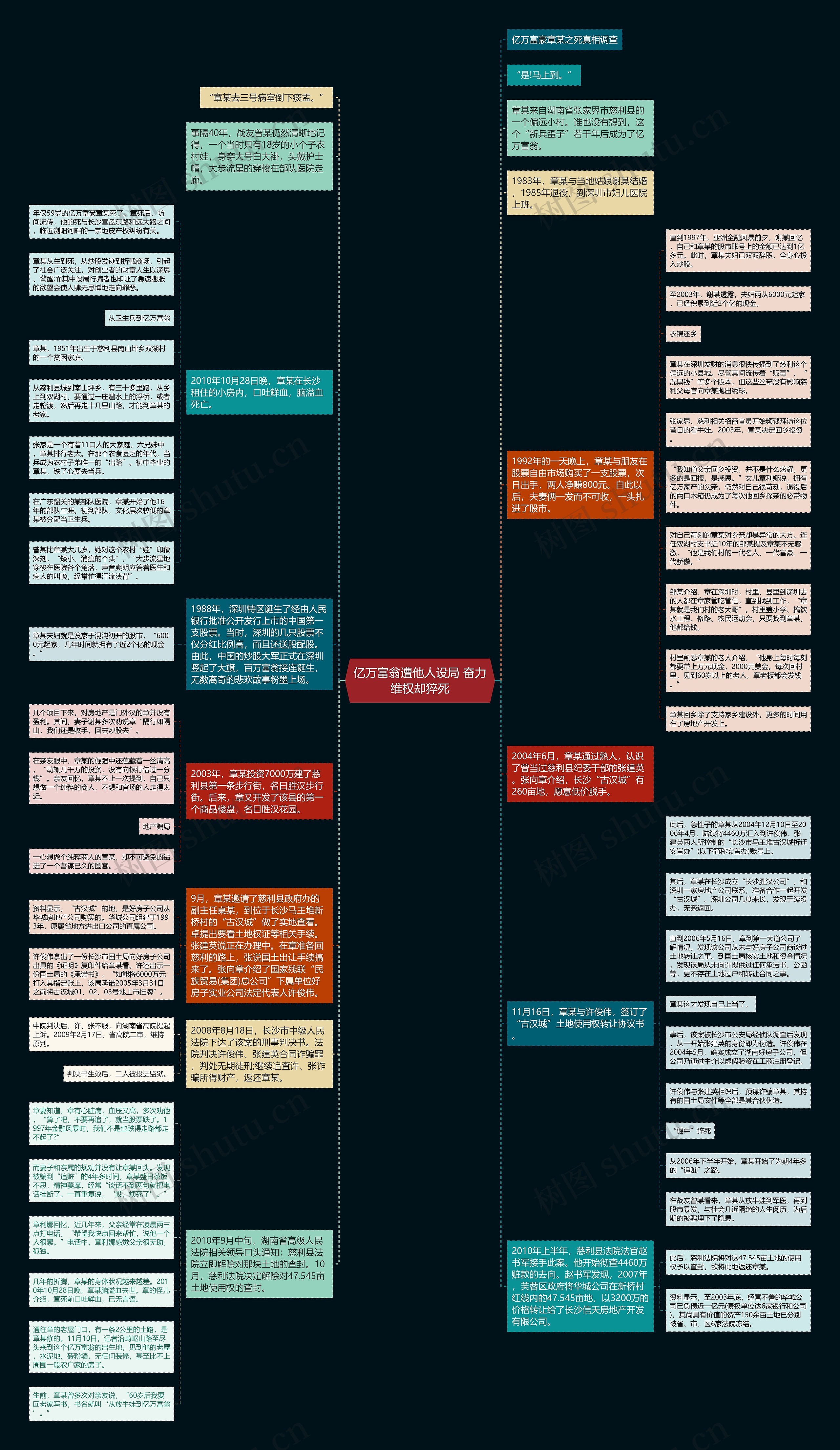 亿万富翁遭他人设局 奋力维权却猝死思维导图