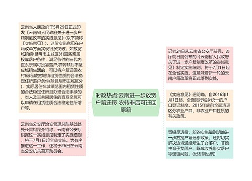 时政热点:云南进一步放宽户籍迁移 农转非后可迁回原籍