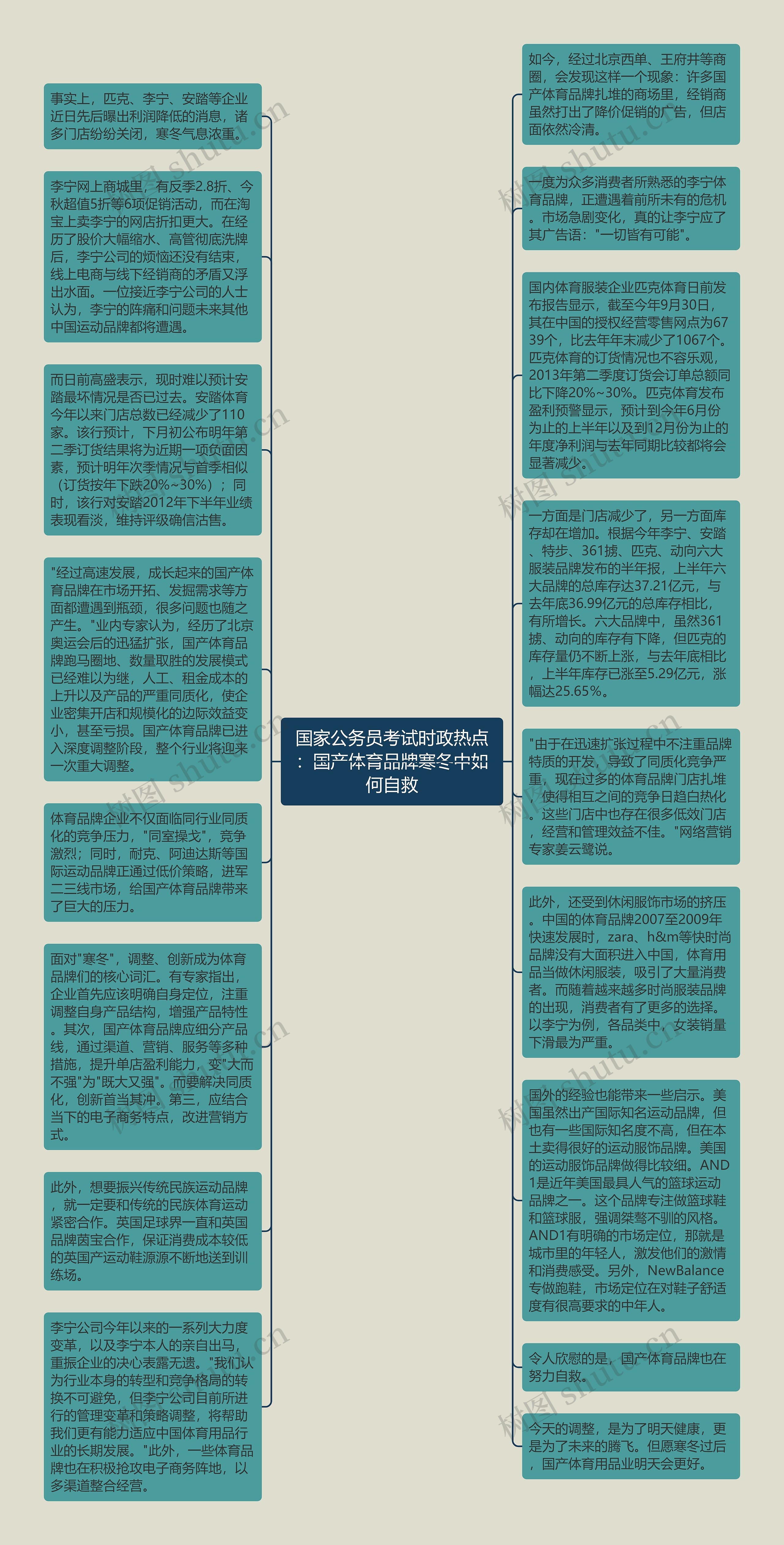 国家公务员考试时政热点：国产体育品牌寒冬中如何自救思维导图