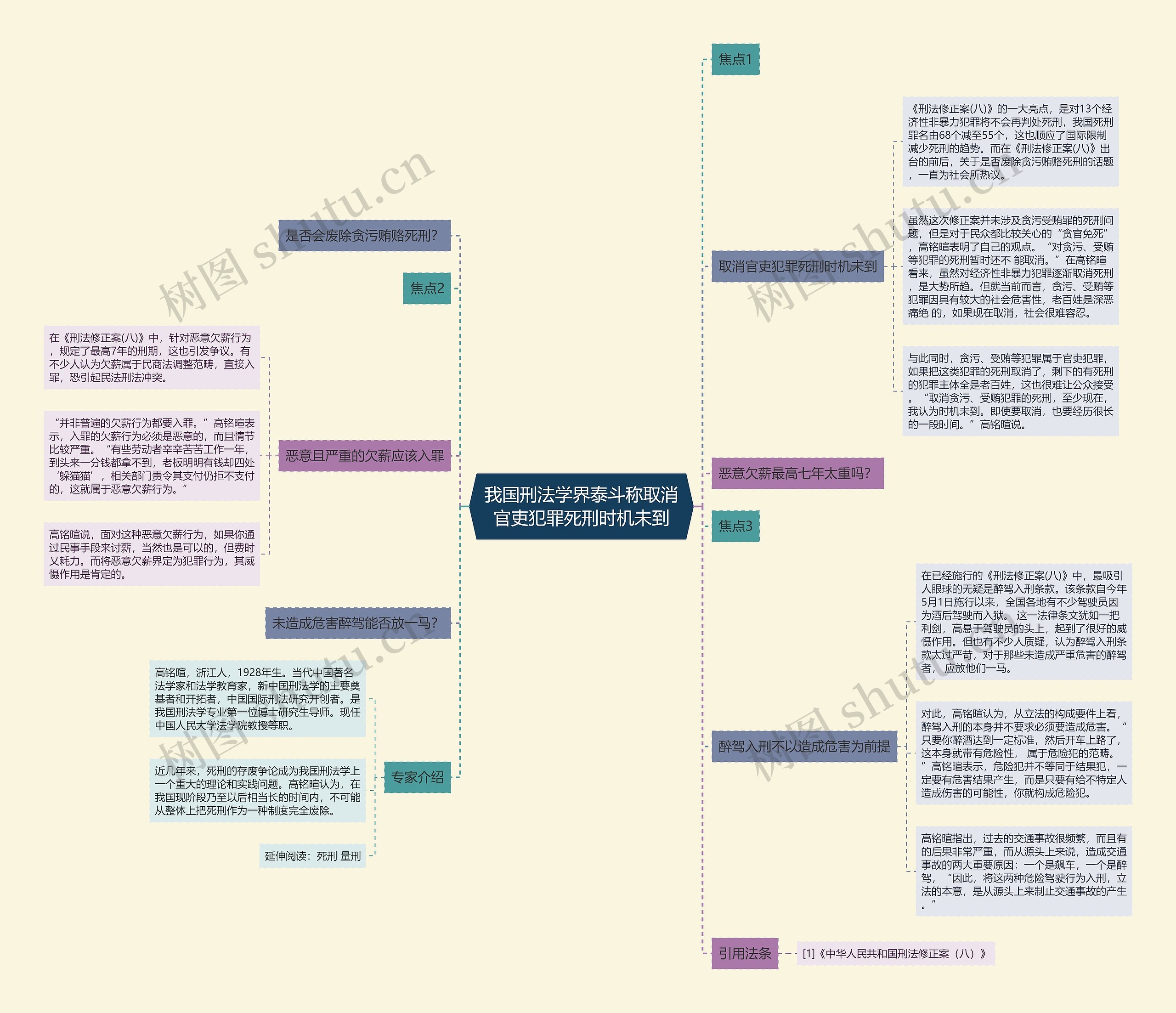 我国刑法学界泰斗称取消官吏犯罪死刑时机未到思维导图