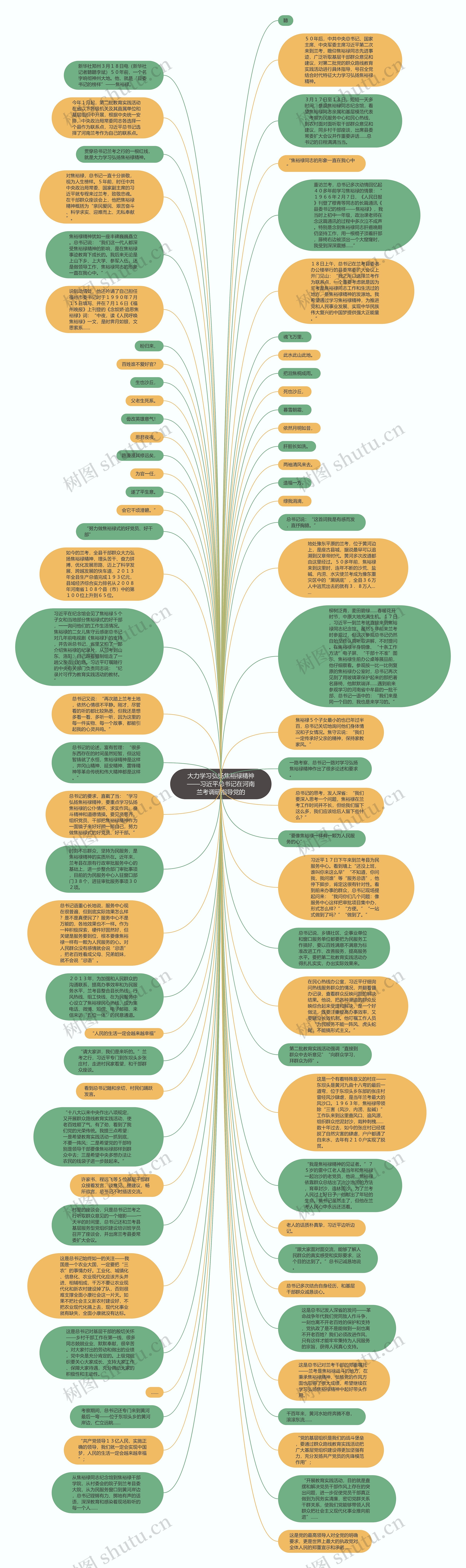 大力学习弘扬焦裕禄精神——习近平总书记在河南兰考调研指导党的思维导图