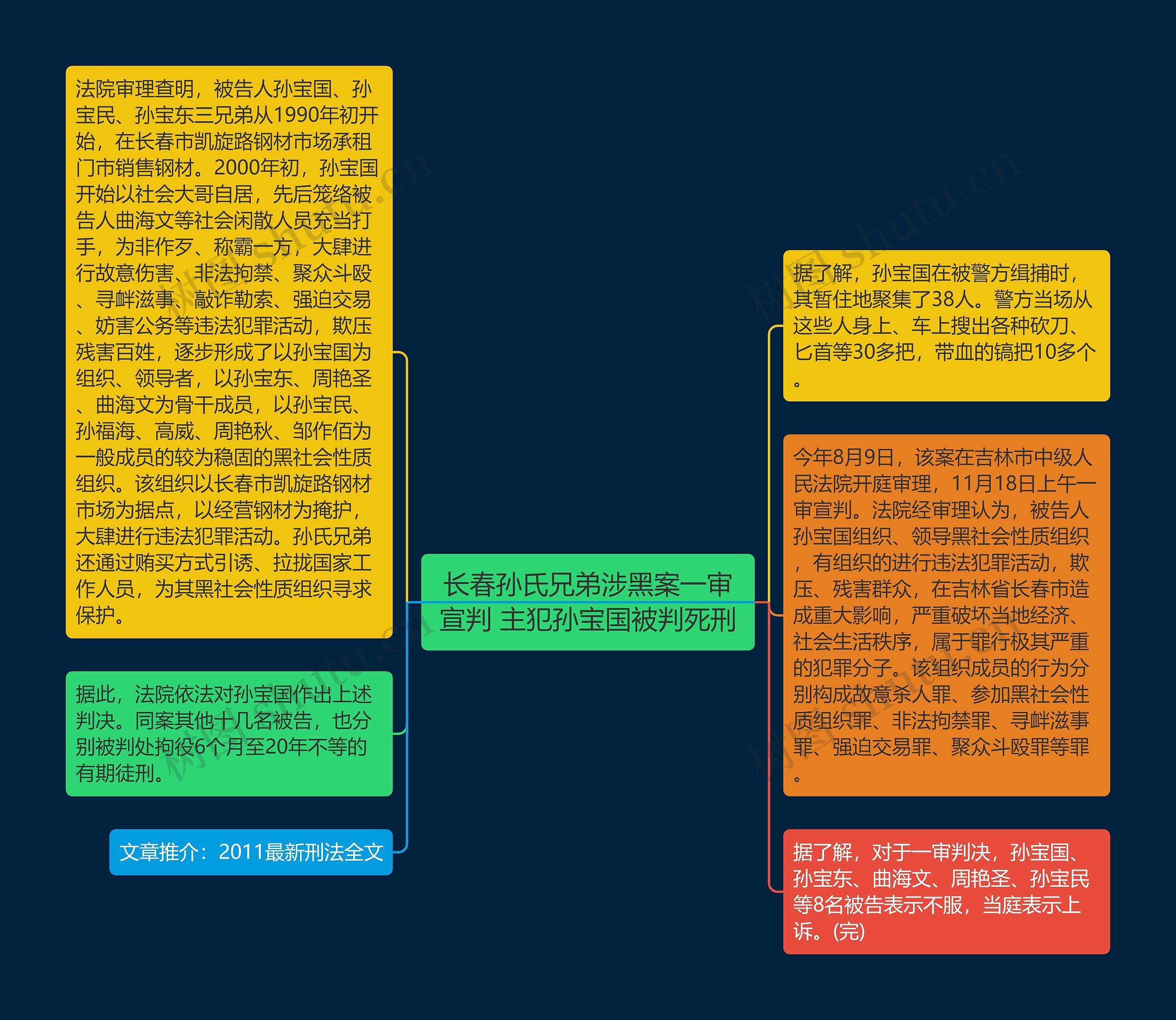 长春孙氏兄弟涉黑案一审宣判 主犯孙宝国被判死刑思维导图