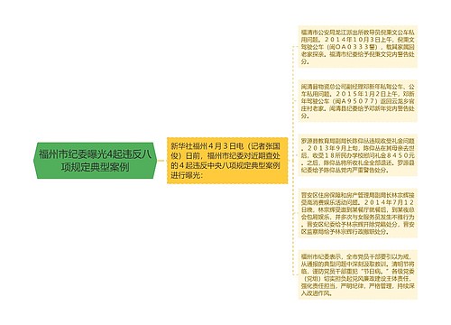 福州市纪委曝光4起违反八项规定典型案例