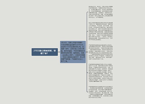 270万建公厕被质疑，警醒了谁？