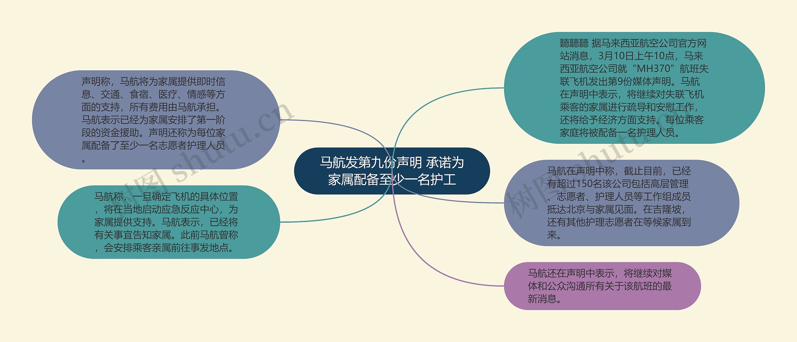 马航发第九份声明 承诺为家属配备至少一名护工思维导图