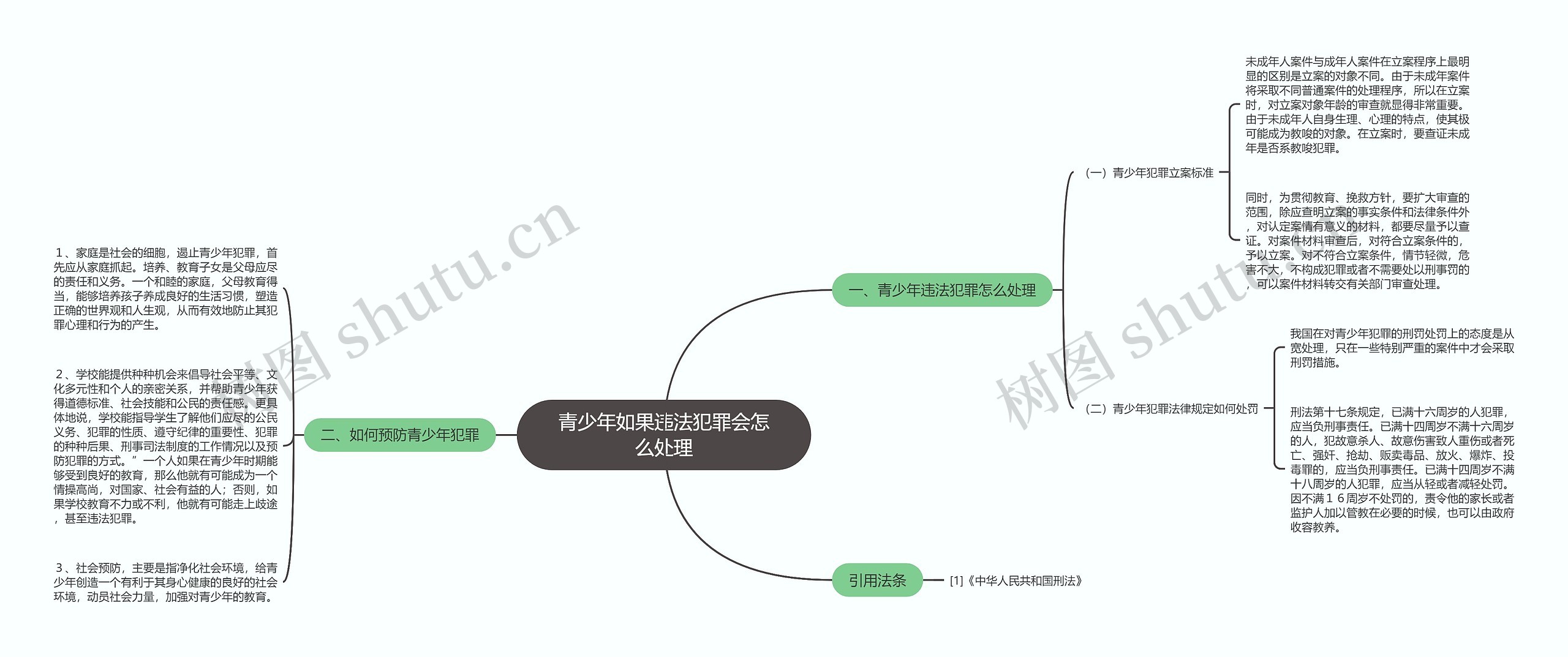 青少年如果违法犯罪会怎么处理思维导图