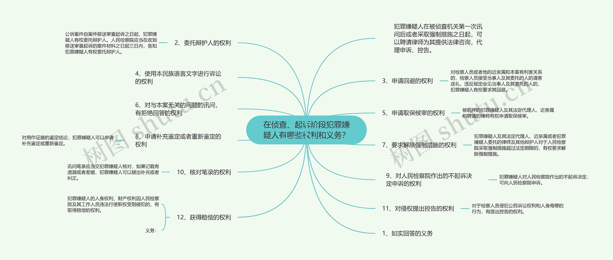 在侦查、起诉阶段犯罪嫌疑人有哪些权利和义务？思维导图