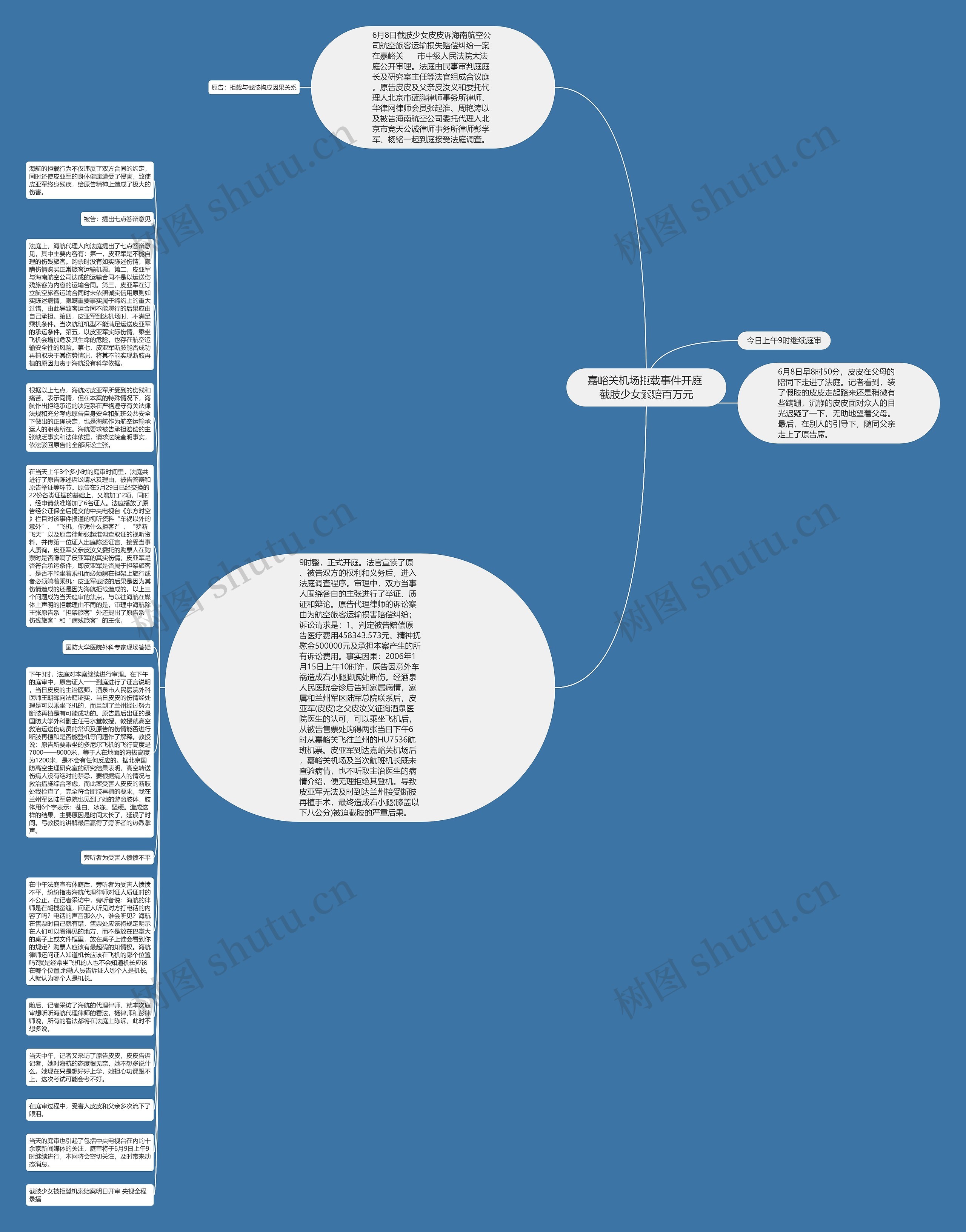 嘉峪关机场拒载事件开庭 截肢少女索赔百万元思维导图